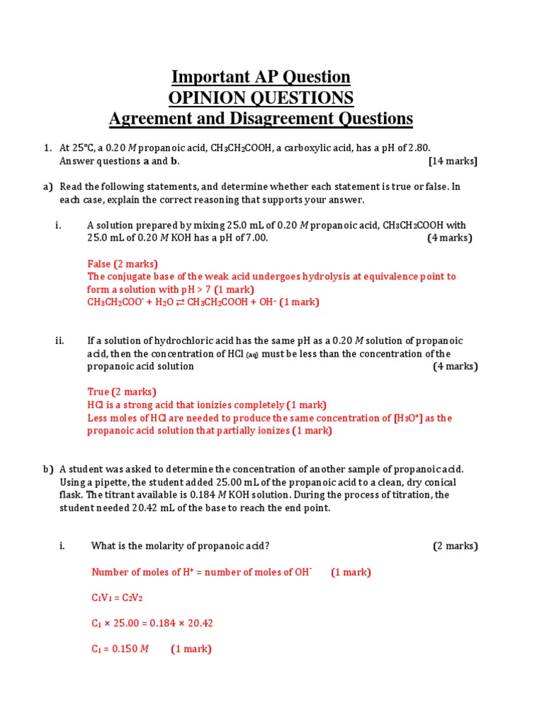 TitrationImportant AP Question PDF Chemistry Titration