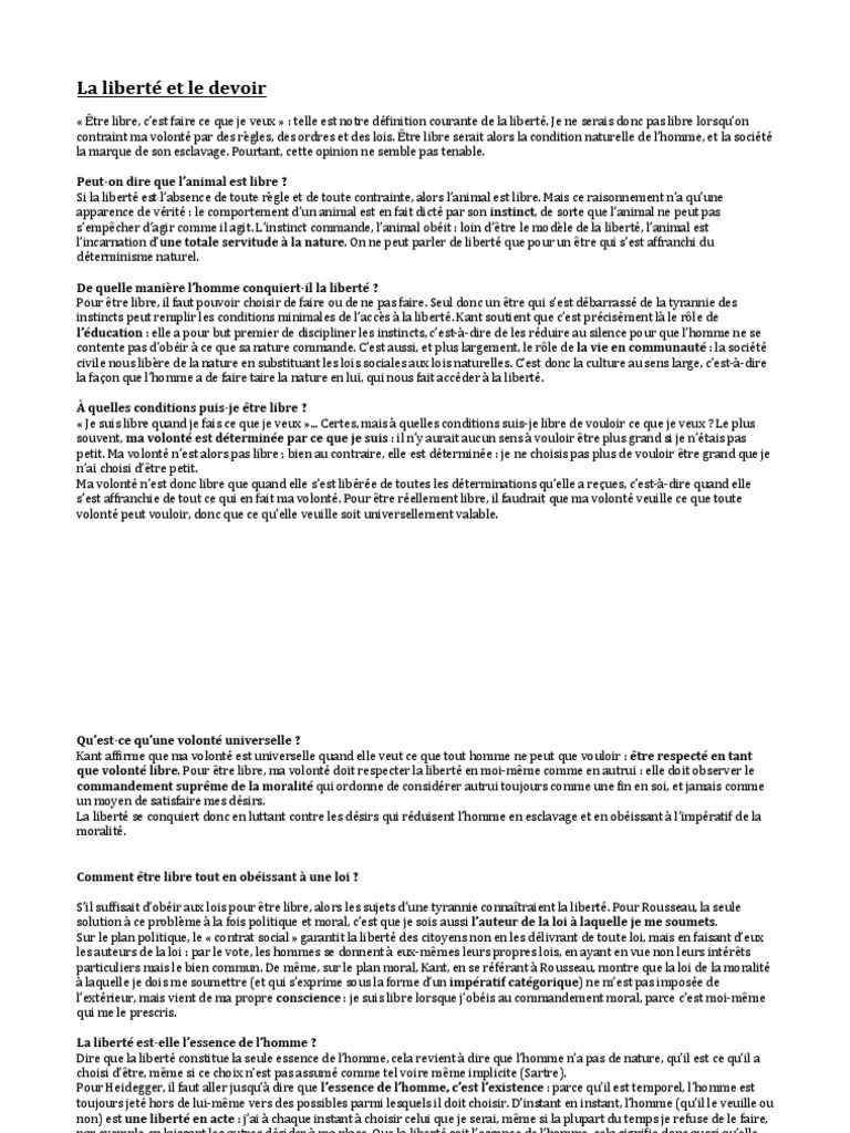 Devoir et liberté : une dualité essentielle | PDF | Liberté | Conscience