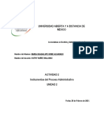 Instrumentos del proceso administrativo en empresa de salud