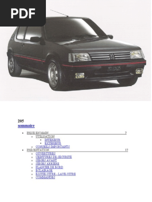 プジョー205　オーナーズマニュアル Manuel Peugeot 205 | PDF