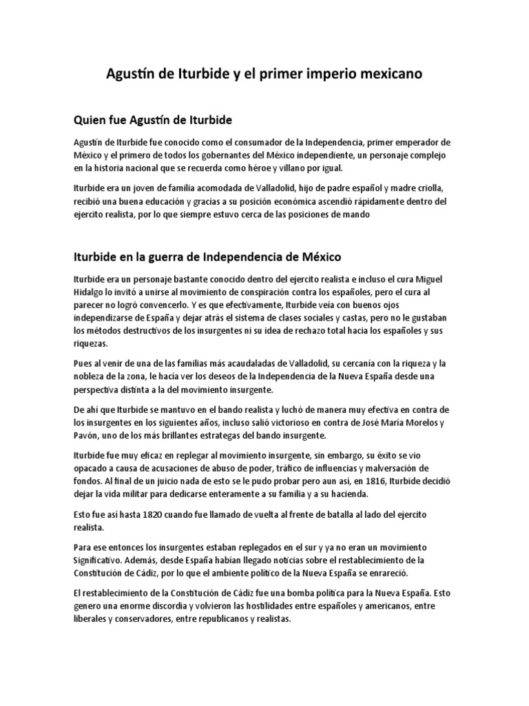 Agustín de Iturbide y El Primer Imperio Mexicano PDF