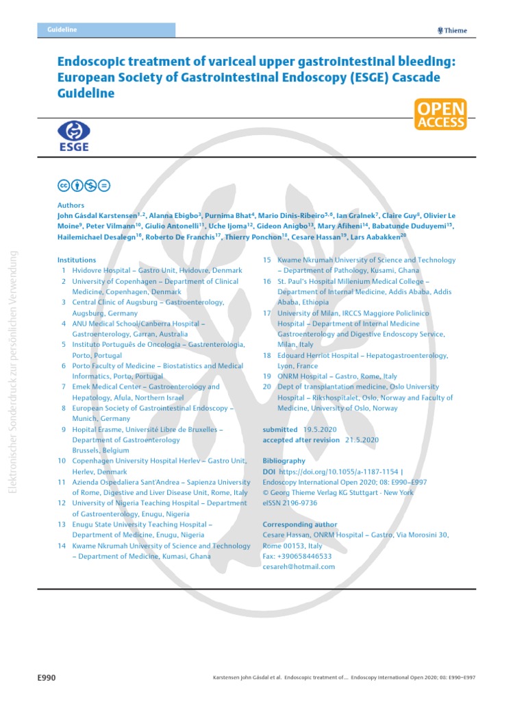 Endoscopic Treatment of Variceal Upper Gastrointestinal Bleeding
