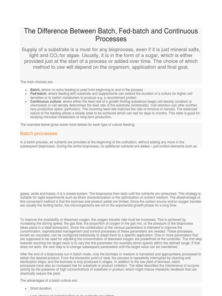 Batch vs. Fed-Batch Fermentation Explained | PDF | Life Sciences ...