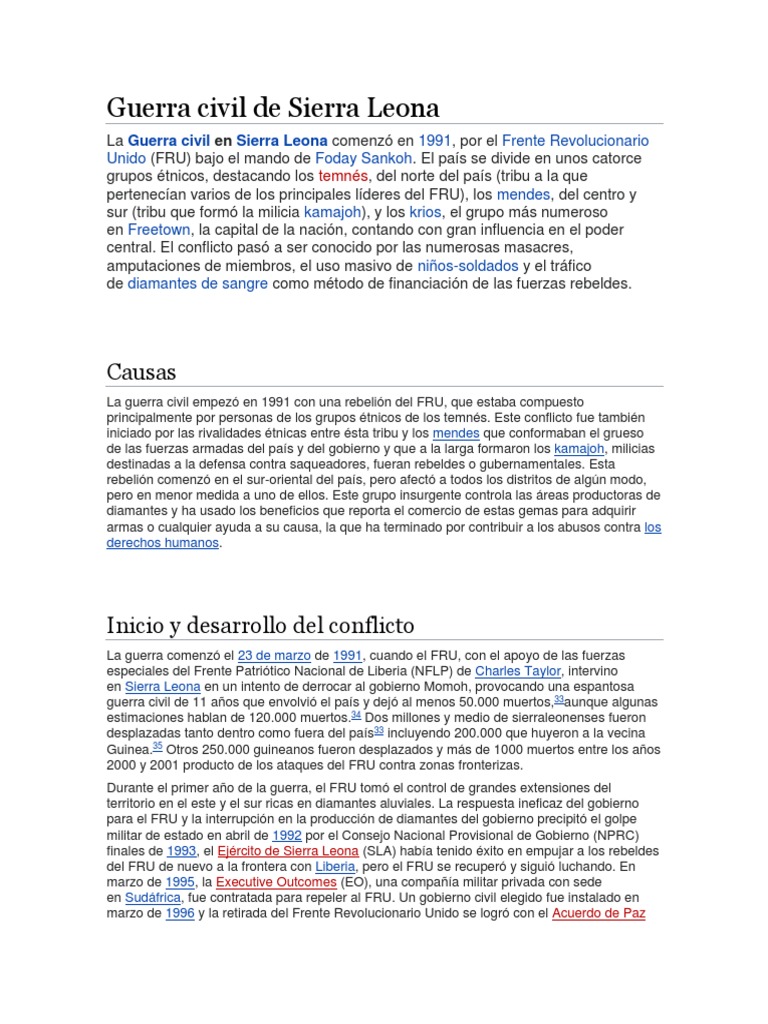 Guerra Civil de Sierra Leona PDF Relaciones Internacionales Militar