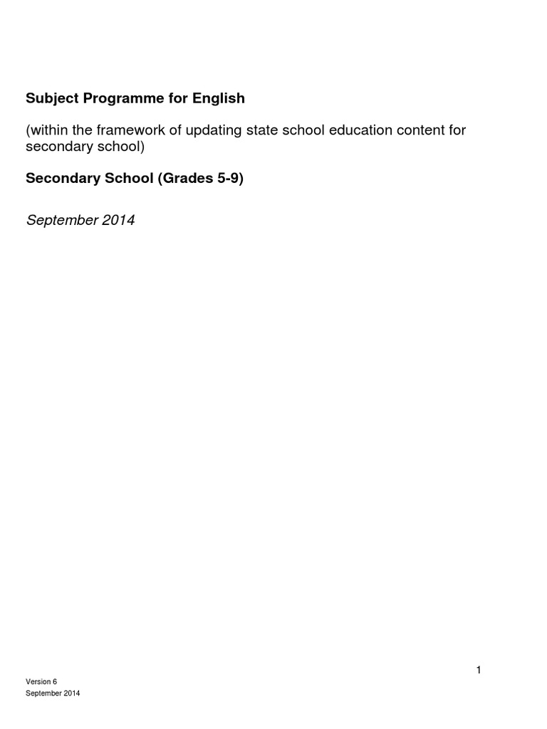 Phase 3 Subject Programme English G5-9 Version 6 100914 - CLEAN | PDF ...