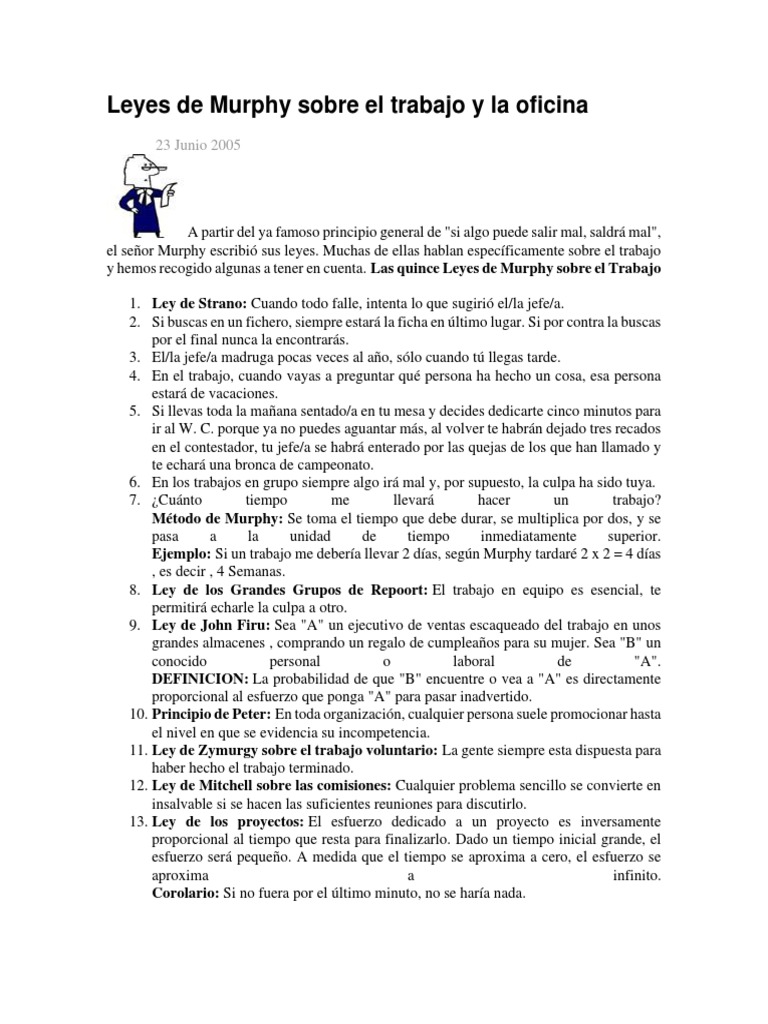 Leyes de Murphy en el Trabajo y Oficina PDF