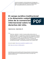 Salomone, Gabriela Z. (2019) - El Campo Jurídico-Institucional y La Dimensión Subjetiva. A 30 Años de La Convención Internacional Sob (... )