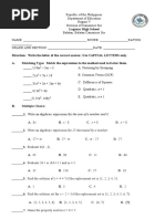 Grade 8 Math First Quarter Exam | PDF | Algebra | Teaching Mathematics