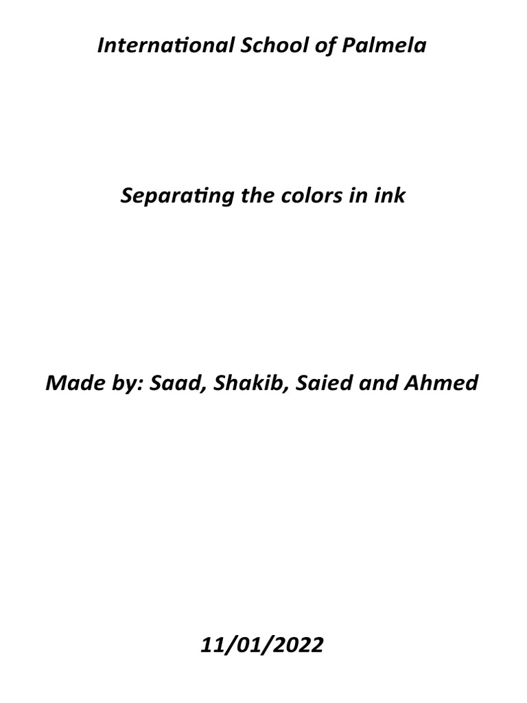 Ink Color Separation Experiment | PDF | Art