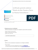 Certificado Gratuito Webinar - Diseño de Sist. Puesta A Tierra en Plantas Fotovoltaicas