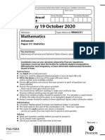 9MA0 31 A Level Statistics Oct 2020 QP