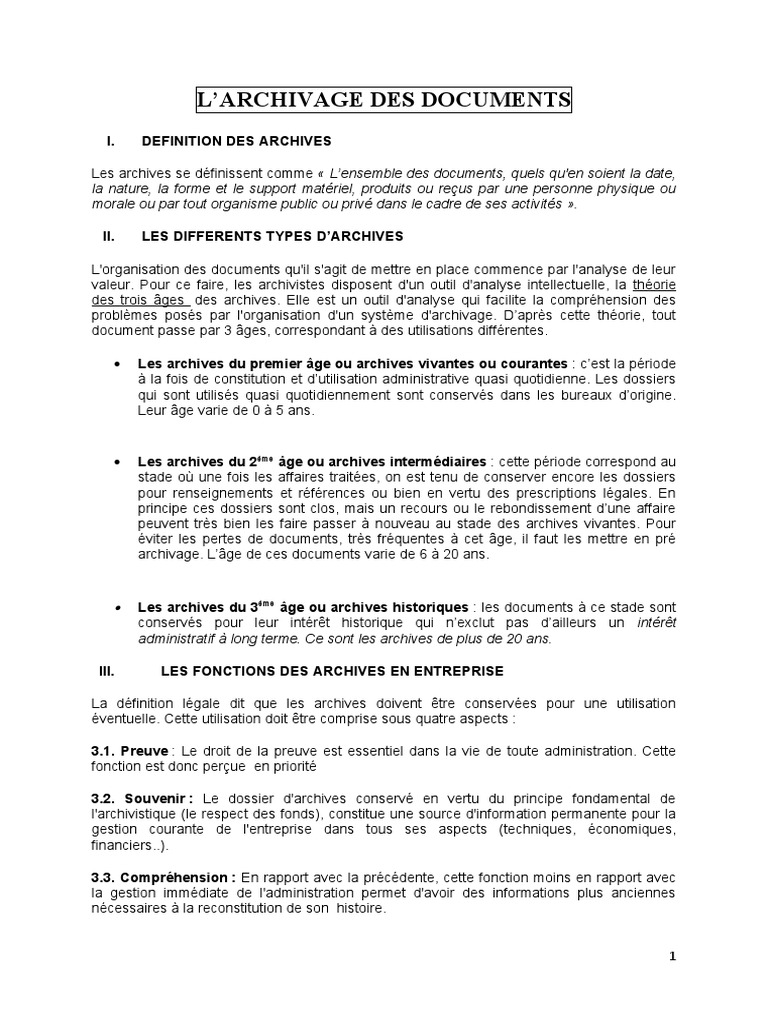 Définition et Types d'Archives | PDF | Archives | Business
