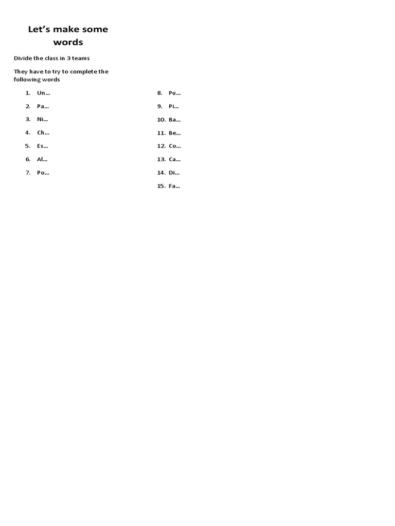 Let's Complete The Words | PDF