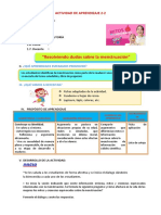 D2 A2 SESION "Resolviendo Dudas Sobre La Menstruación"