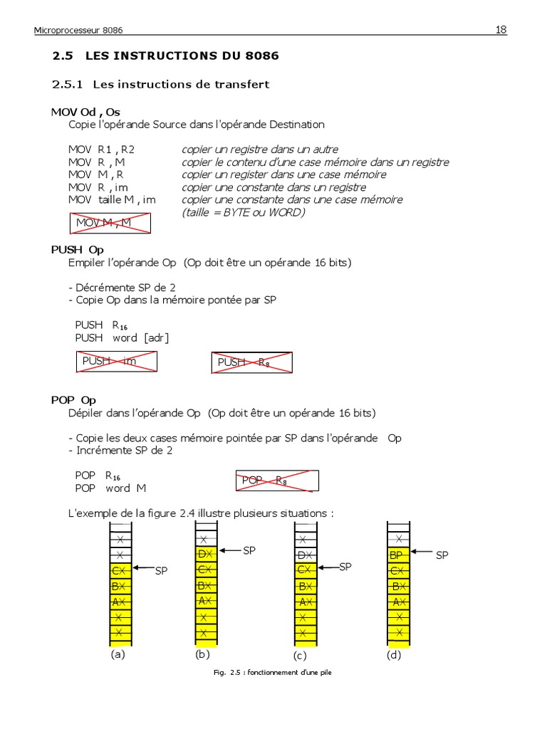 Instructions du Microprocesseur 8086 | PDF | Structure de contrôle ...
