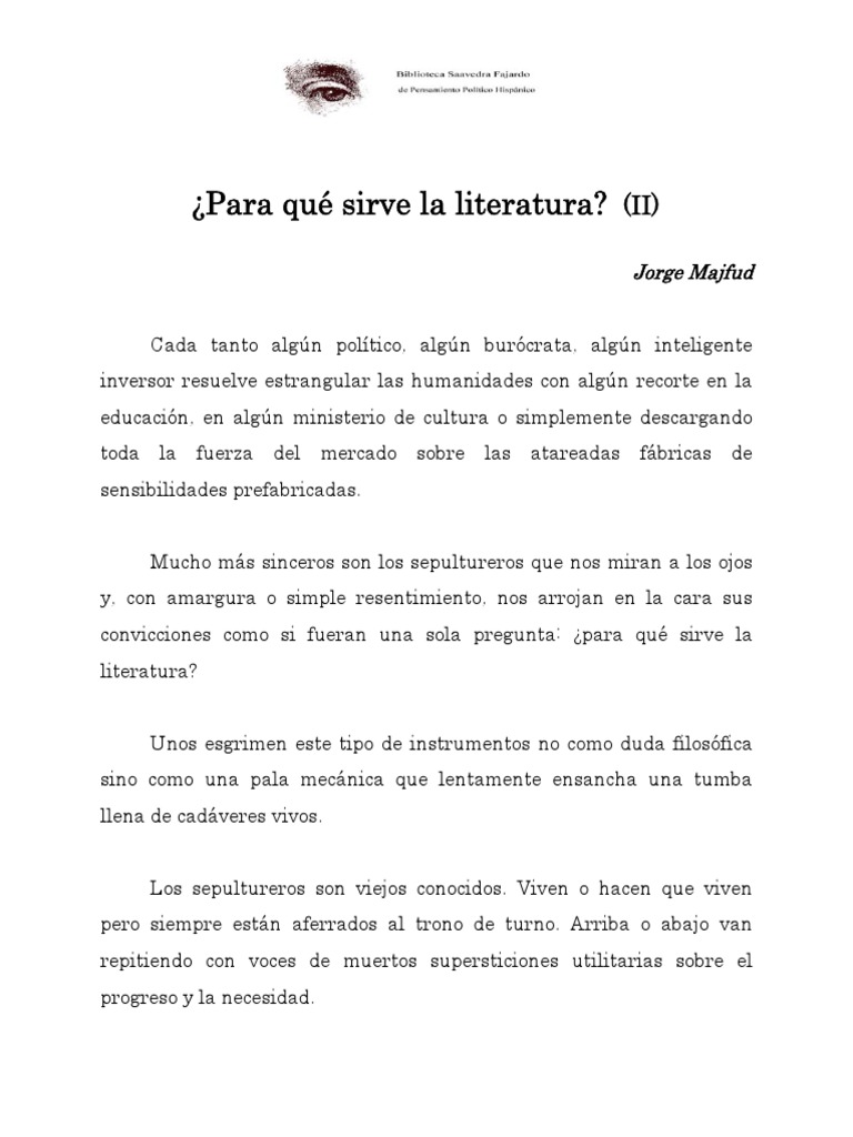 Para Qué Sirve La Literatura PDF