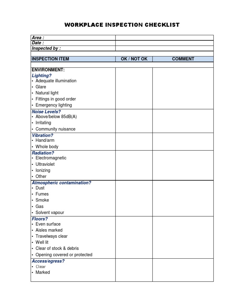 Workplace Safety Inspection Checklist | PDF