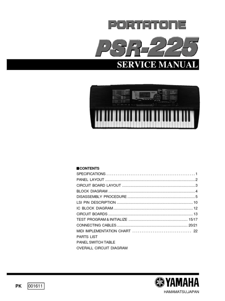 Yamaha PSR 225 PDF Computer Terminal Personal Computers