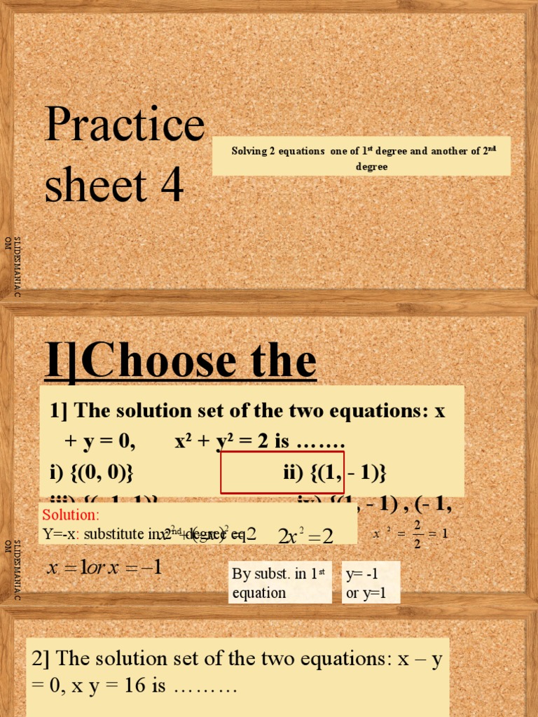 Solving Systems of Linear and Quadratic Equations Finding the Solution Sets to Multiple