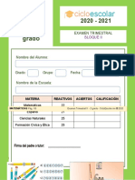 Examen Trimestral Tercer Grado Bloque II 2020-2021