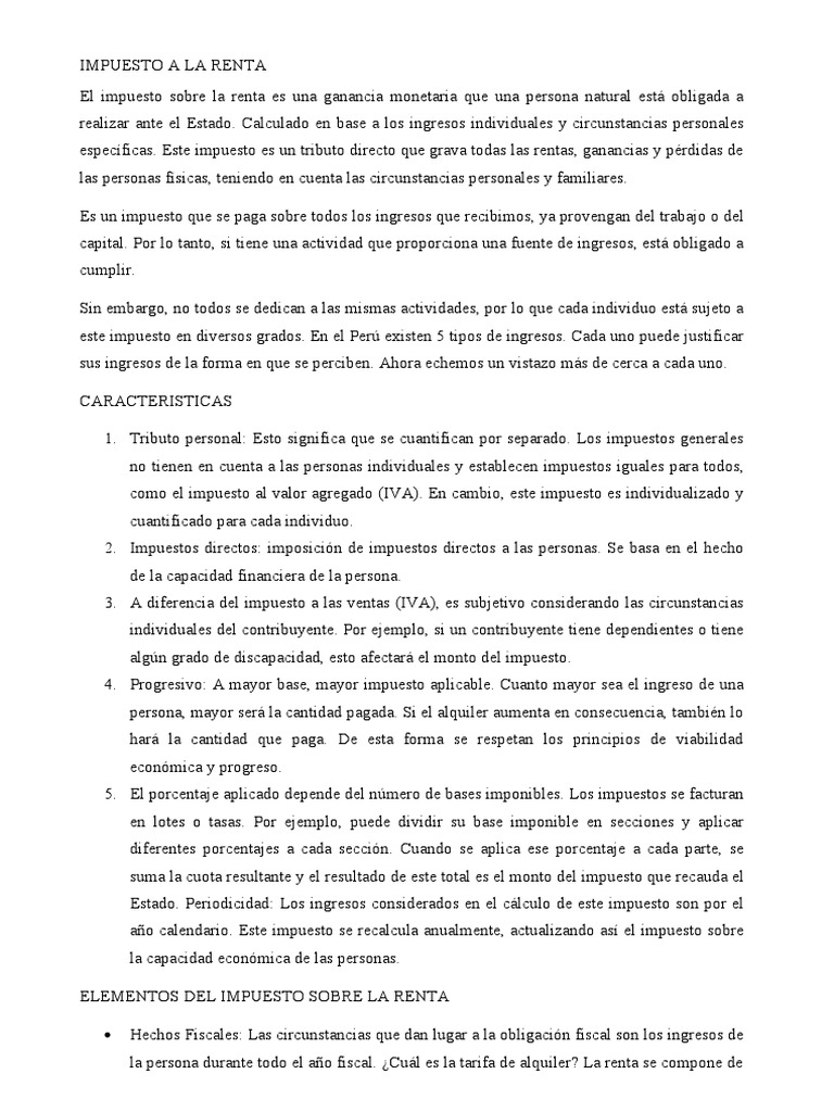 Impuesto A La Renta Parte 1 Pdf Impuestos Impuesto Sobre La Renta