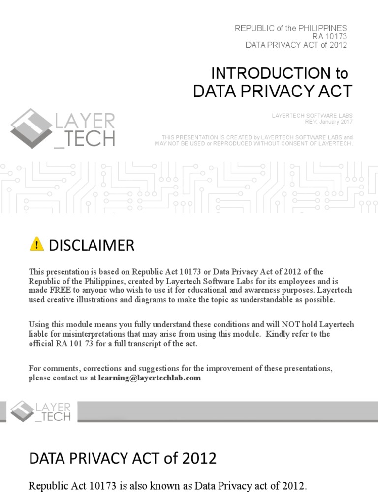 Overview of RA 10173: Data Privacy Act | PDF | Information Security ...