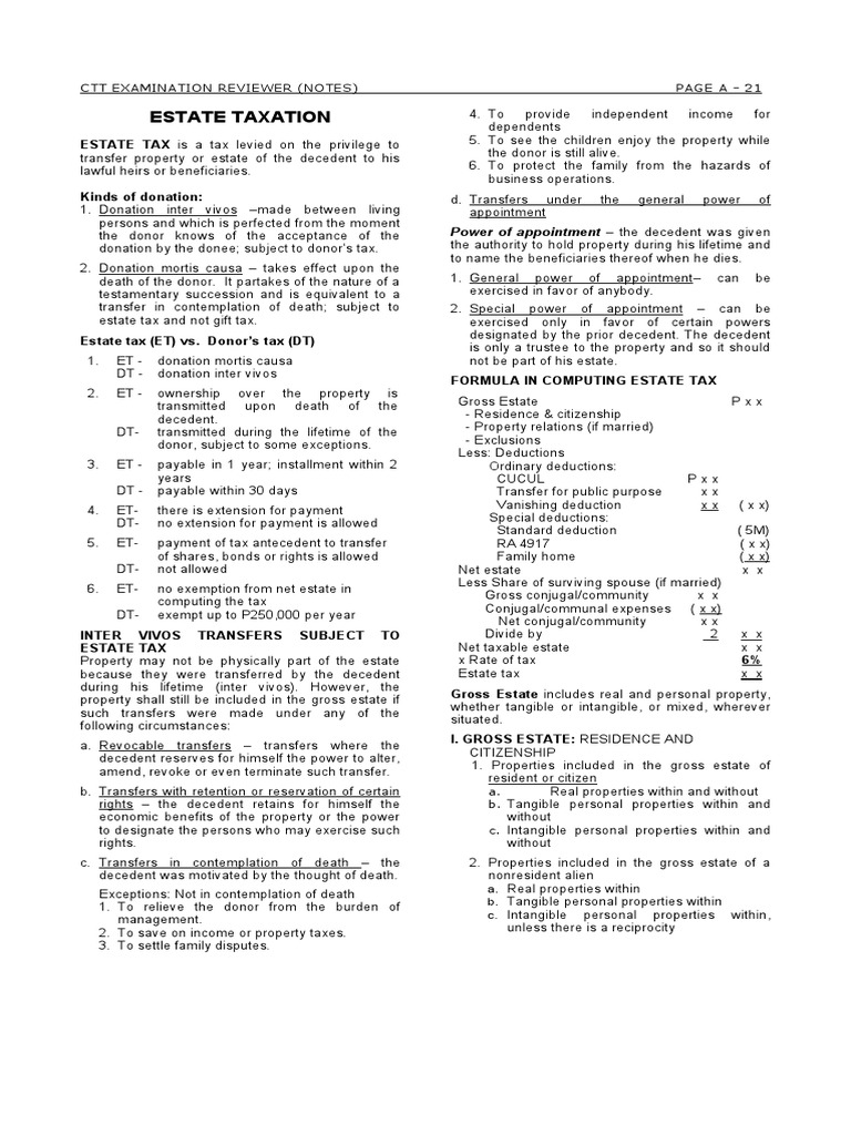Estate Taxation PDF Estate Tax In The United States Inheritance Tax