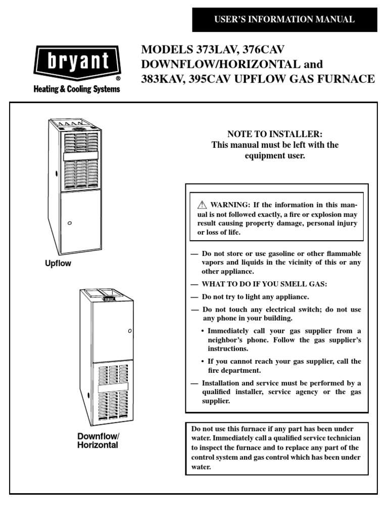 Furnace Bryant Plus 80 Users Manual PDF Furnace Thermostat