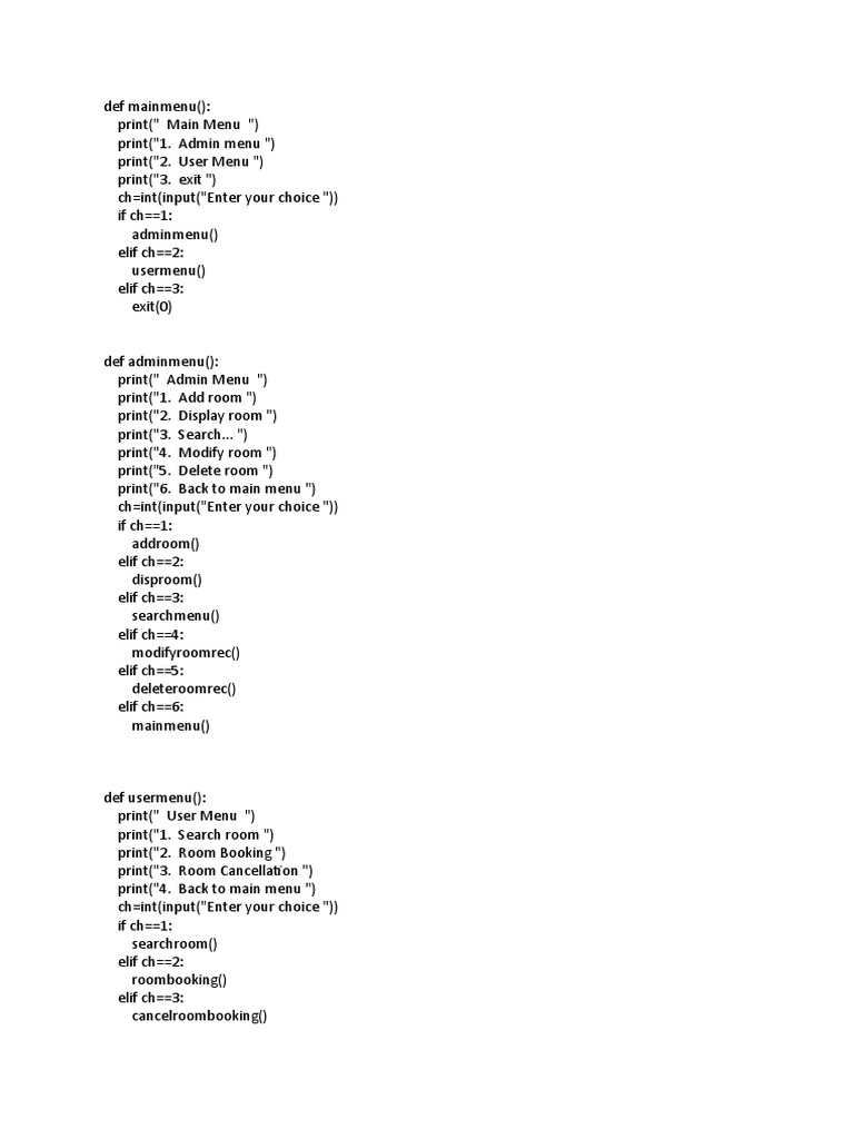 Hotel room management system using python and mysql core functions