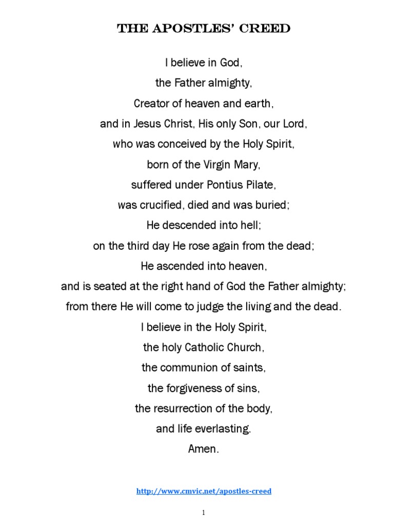 Apostles Creed PDF Catholic Church Systematic Theology
