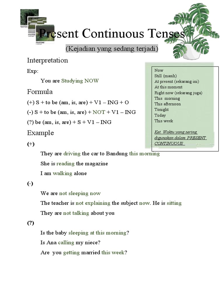 Memahami Present Continuous Tenses | PDF | Seni & Disiplin Bahasa