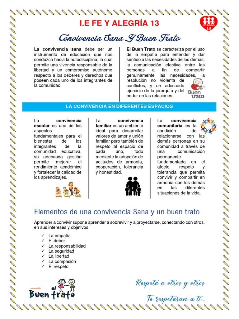 Convivencia Sana y Buen Trato Escolar | PDF | Aprendizaje | Tolerancia