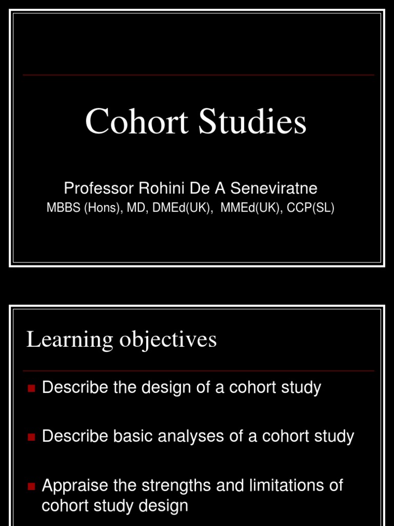 Understanding Cohort Studies A Guide to Design, Analysis Methods