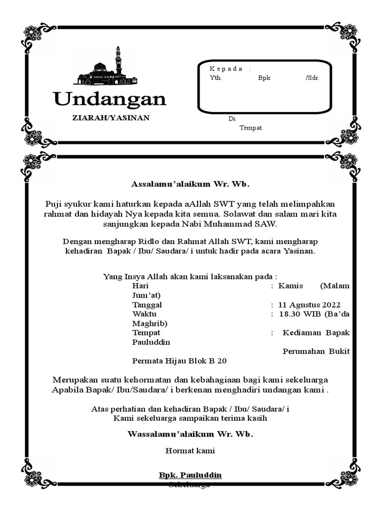 Undangan Ziarah | PDF