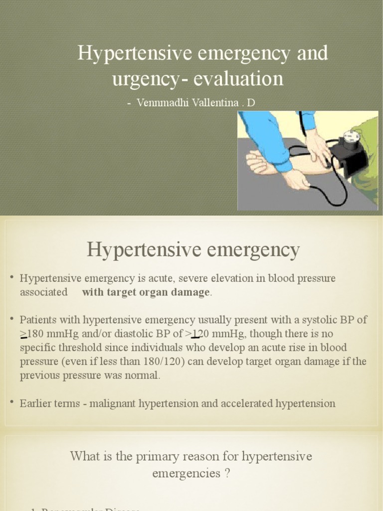 Hypertensive Emergency and Urgency PDF Hypertension Blood Pressure