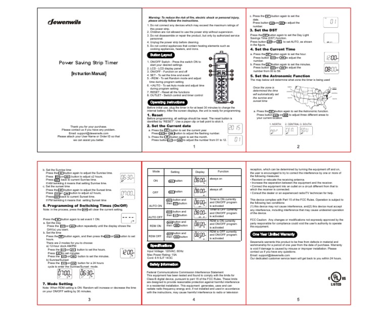 Timer Power Strip Manual PDF Timer Radio