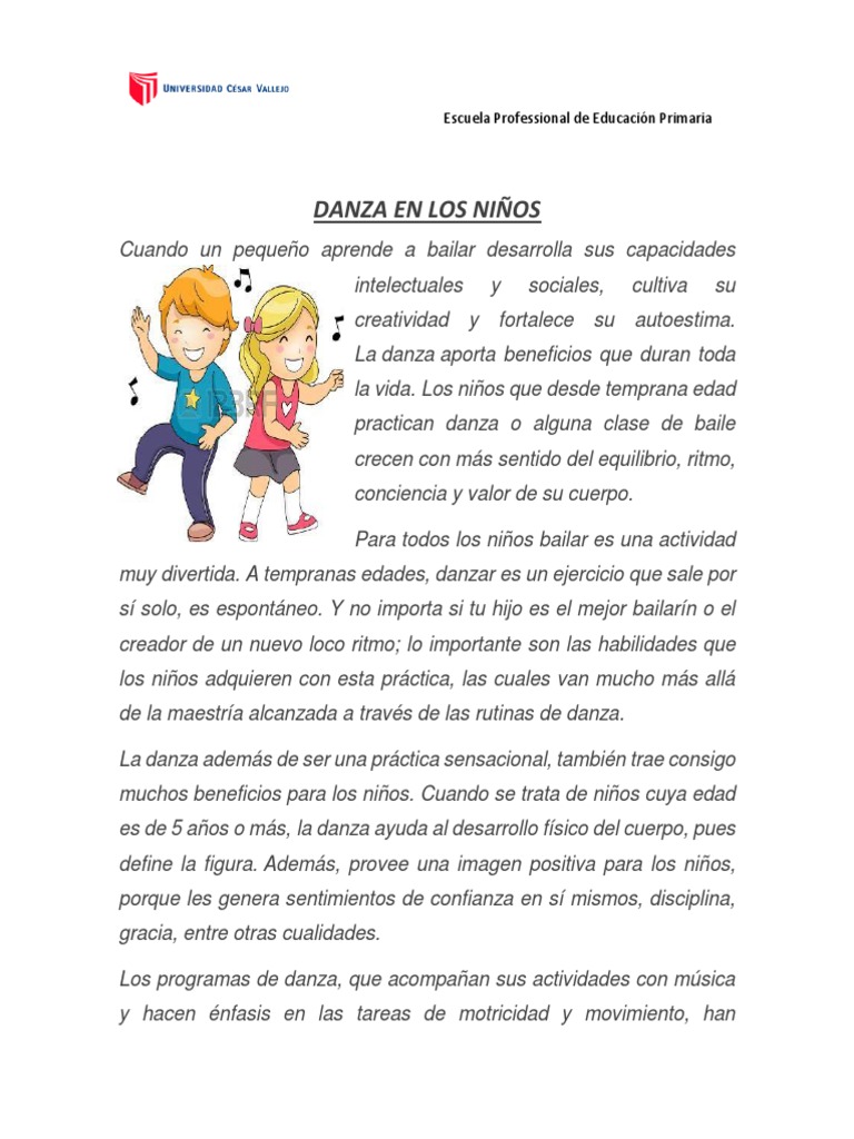 Beneficios de la Danza en Niños | PDF | Bailes | Educación primaria
