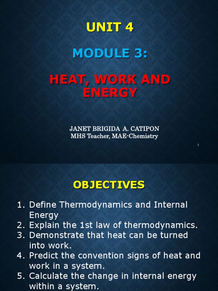 Unit 4 Heat, Work and Energy PDF Heat Calorie