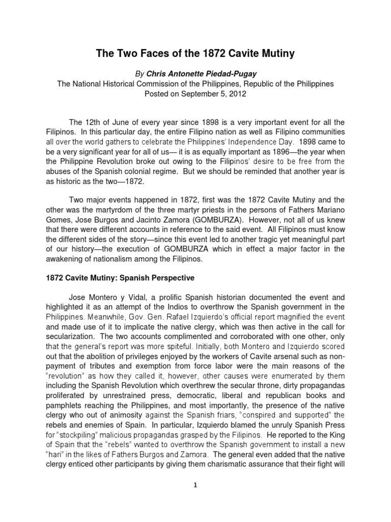 The Two Faces of The 1872 Cavite Mutiny | PDF | Spanish Colonization Of ...