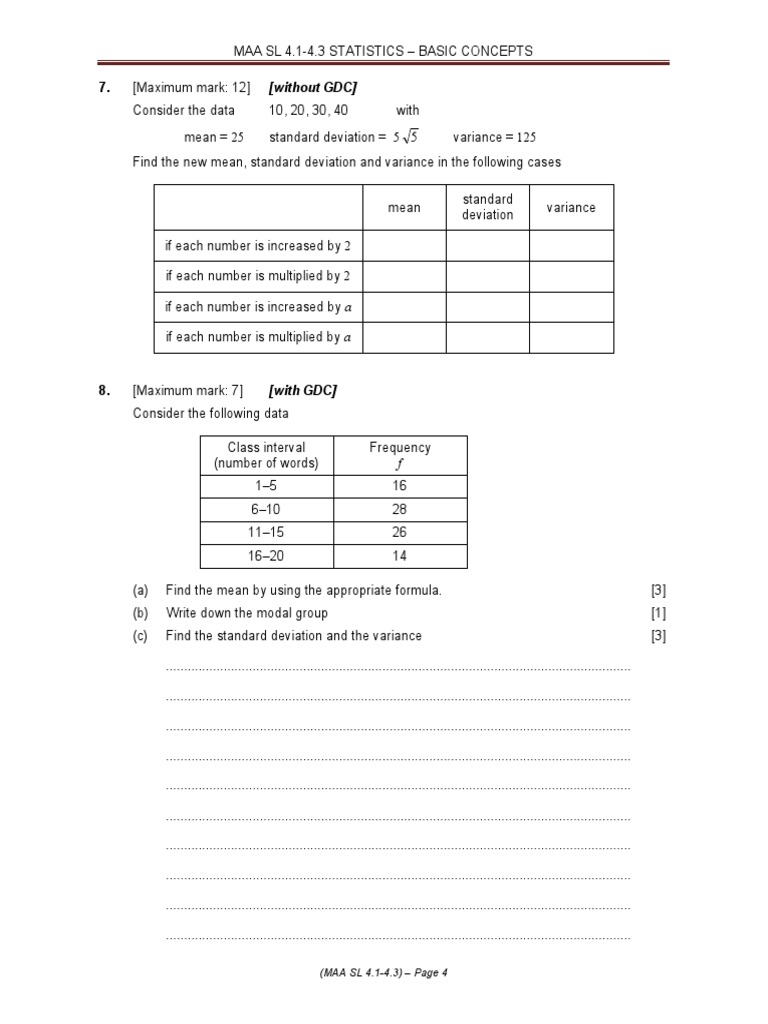 Statistics Concepts: Mean, Variance, and More | PDF | Statistics ...