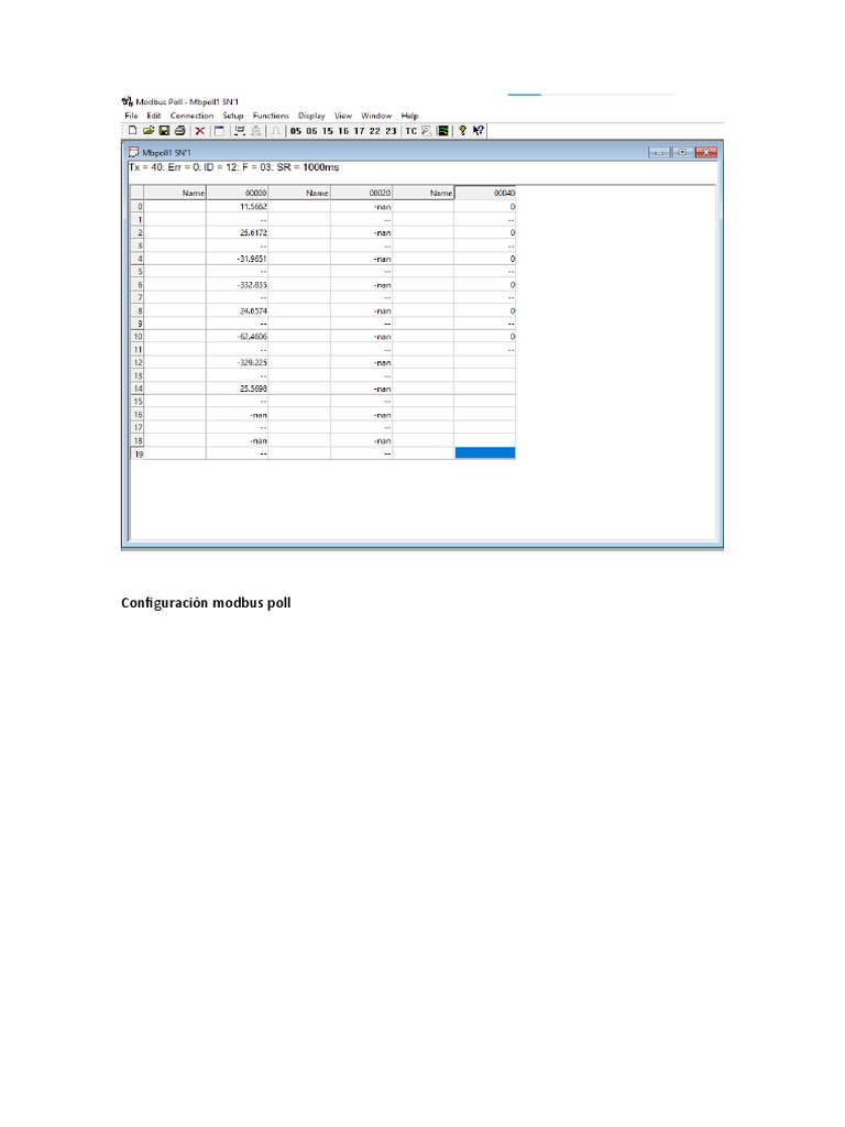Configuración de Modbus Poll para Inclinómetros | PDF