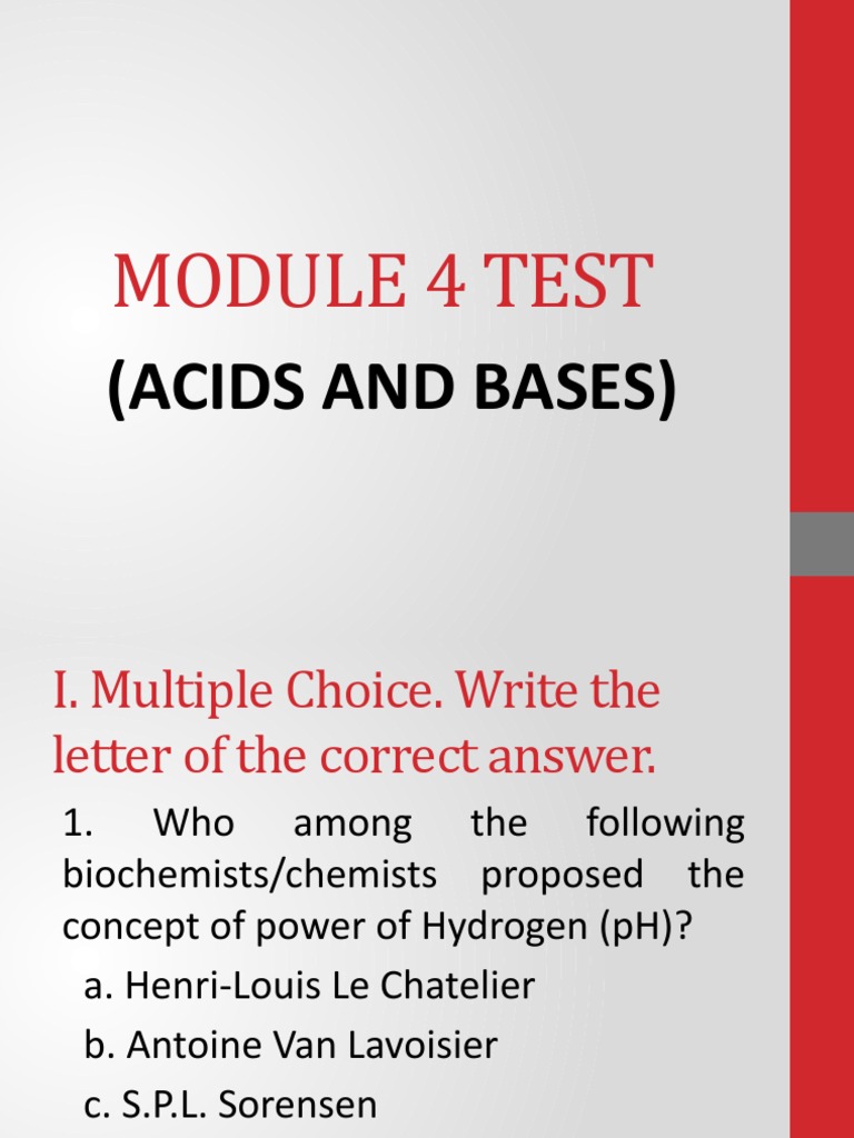 Module 4 test acids and bases pdf ph acid
