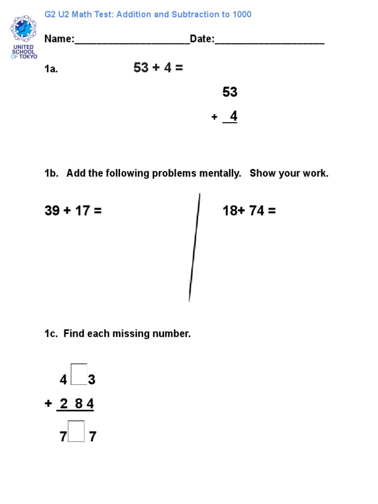 G2 U2 Math Test | PDF