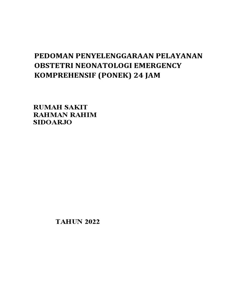 Pedoman PONEK 24 Jam RS Rahman Rahim | PDF