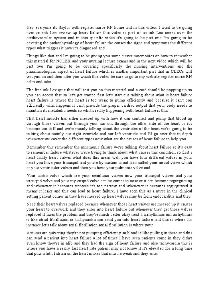 Congestive Heart Failure Chf Pathophysiology Nursing Treatment