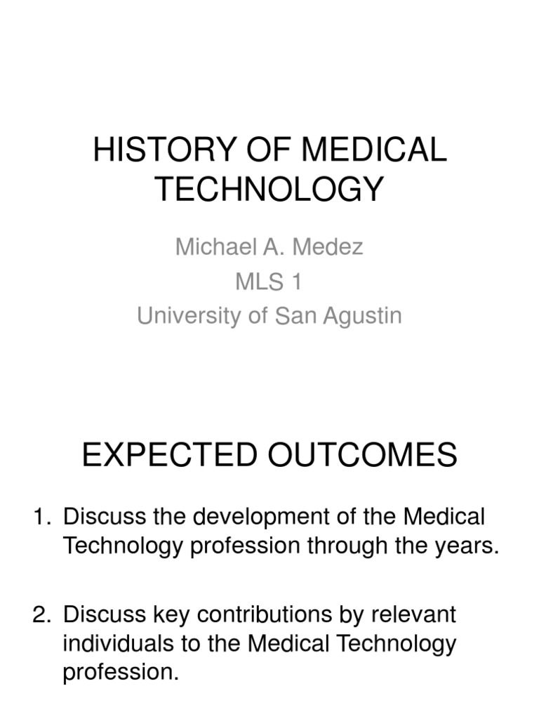 History of Medical Technology PDF Medicine Medical Laboratory