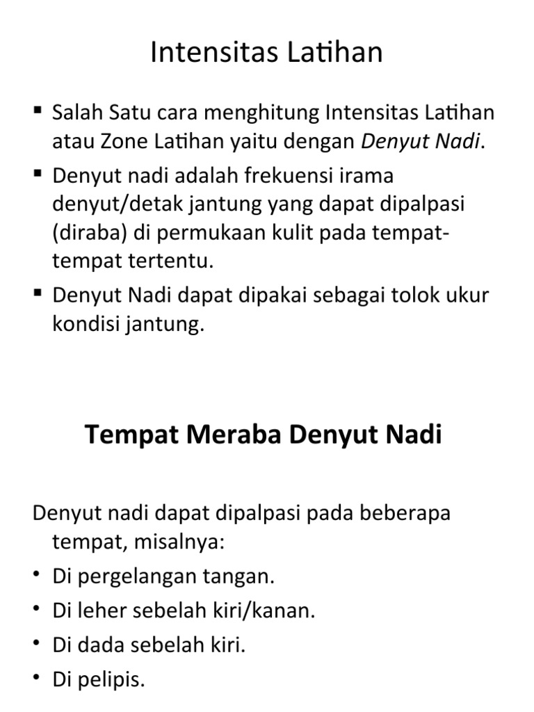 Cara Hitung Intensitas Latihan Nadi | PDF
