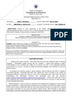 Department of Education: Teacher Reflection Form (TRF) Teacher I-Iii