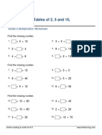 Grade 2 Multiplication Table 2 5 10 Missing Factor D