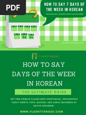 Days of the Week in Korean PDF Final
